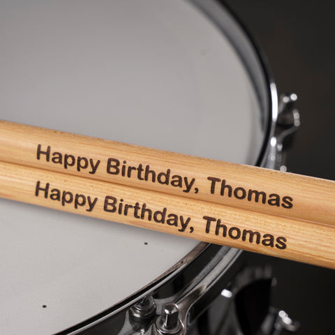 Personalized drumsticks with text engraving