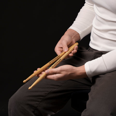Personalized drumsticks with text engraving