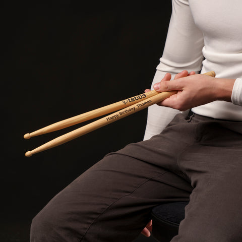 Drumsticks with text engraving